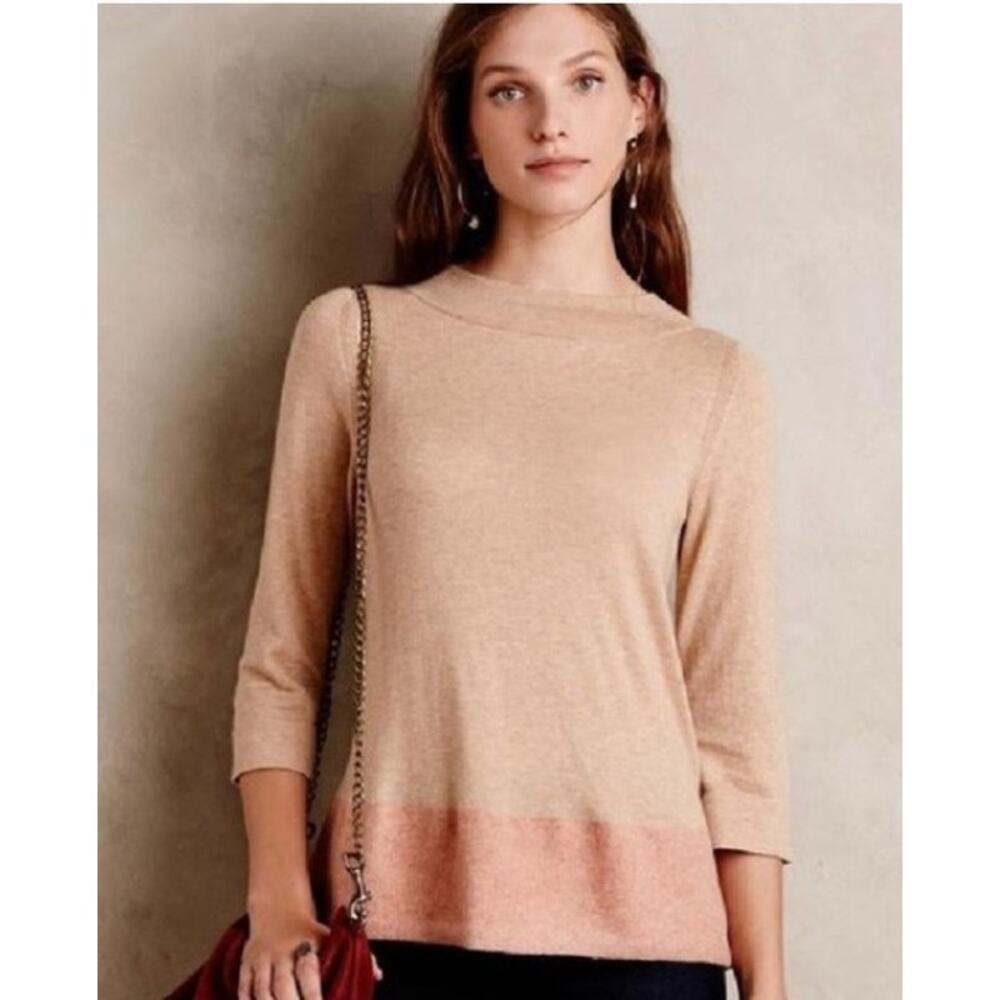 Angel of the North by Anthropologie Cashmere Blend Knit Sweater, Tan & Peach, SP